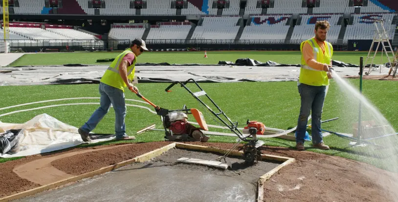 London Stadium baseball field pitching mound BrightView